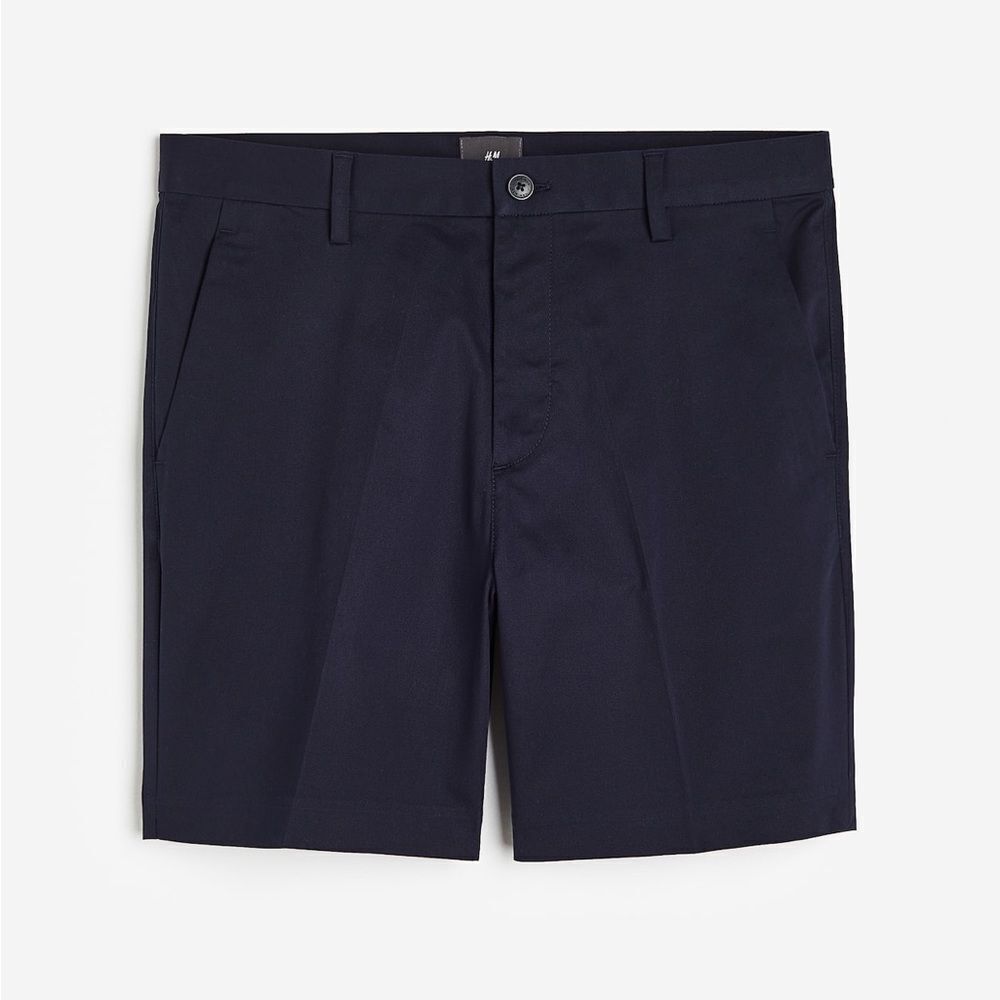 H&M Men's Slim Fit Navy Blue Chino Shorts 100% Cotton Size 33